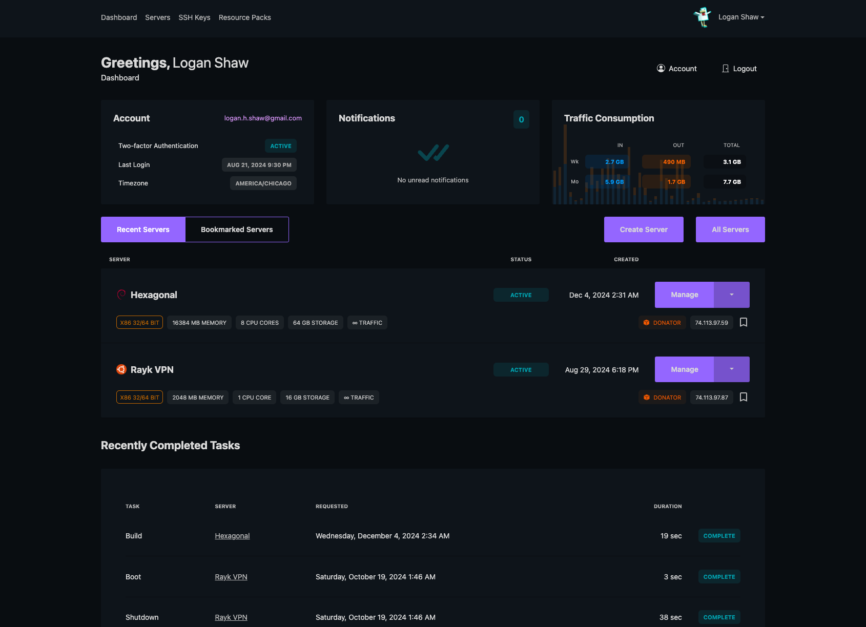 Control Panel Interface